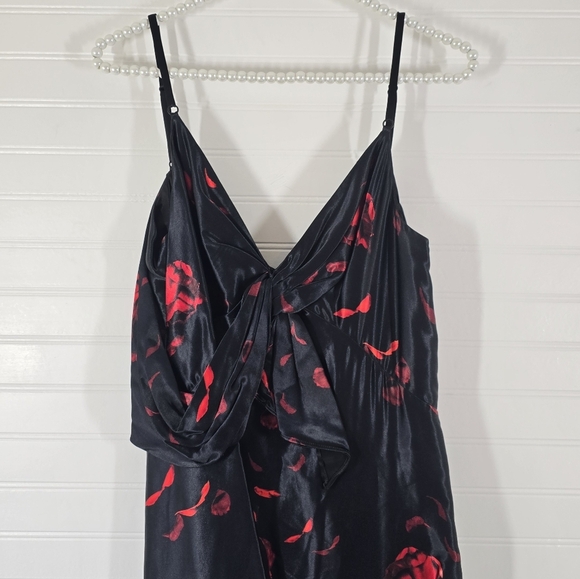 NWT Alexander Wang Rose Printed Satin Slip Sun Dress with Twist Knot Det… - Picture 5 of 12
